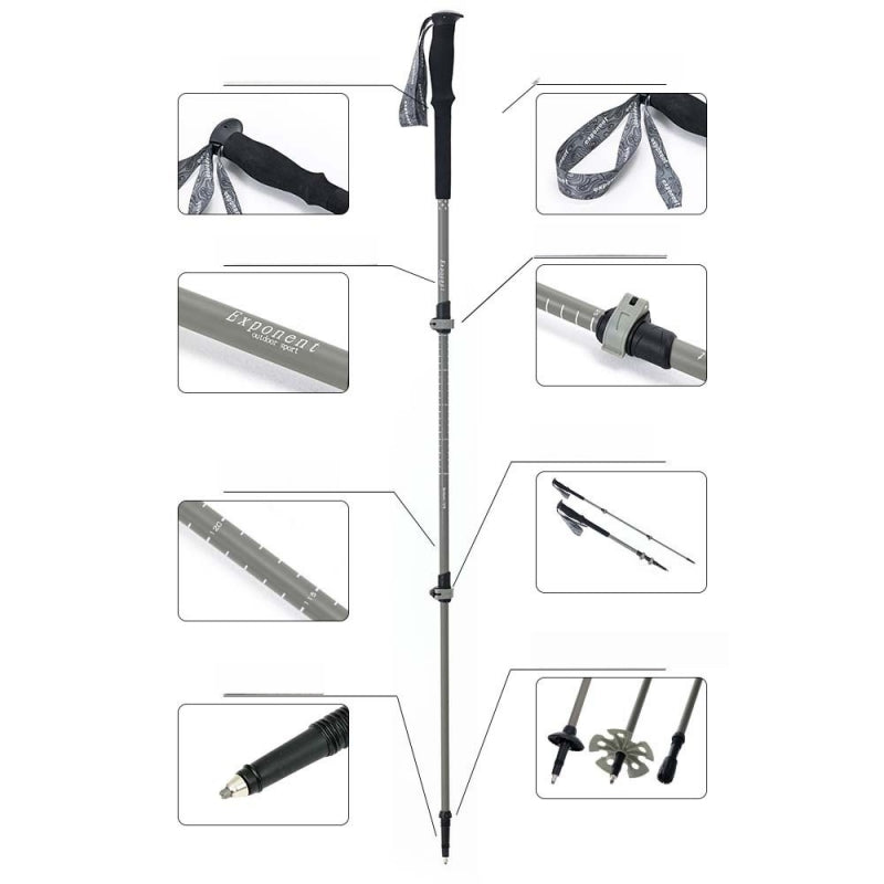 Three-Section Aluminum Locking Trekking Pole
